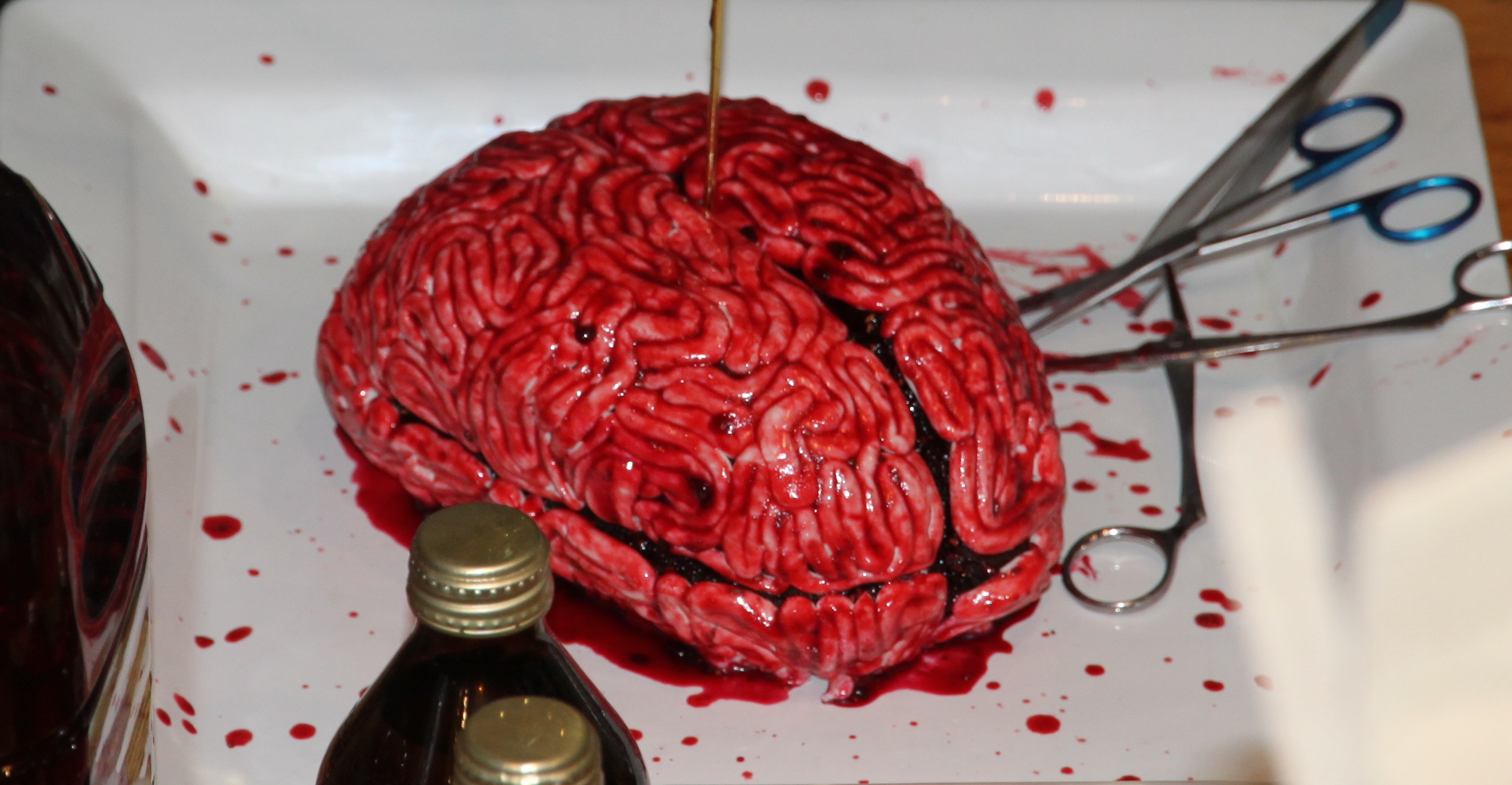 Choc velvet cake, shaped as a brain, for
                    fun!