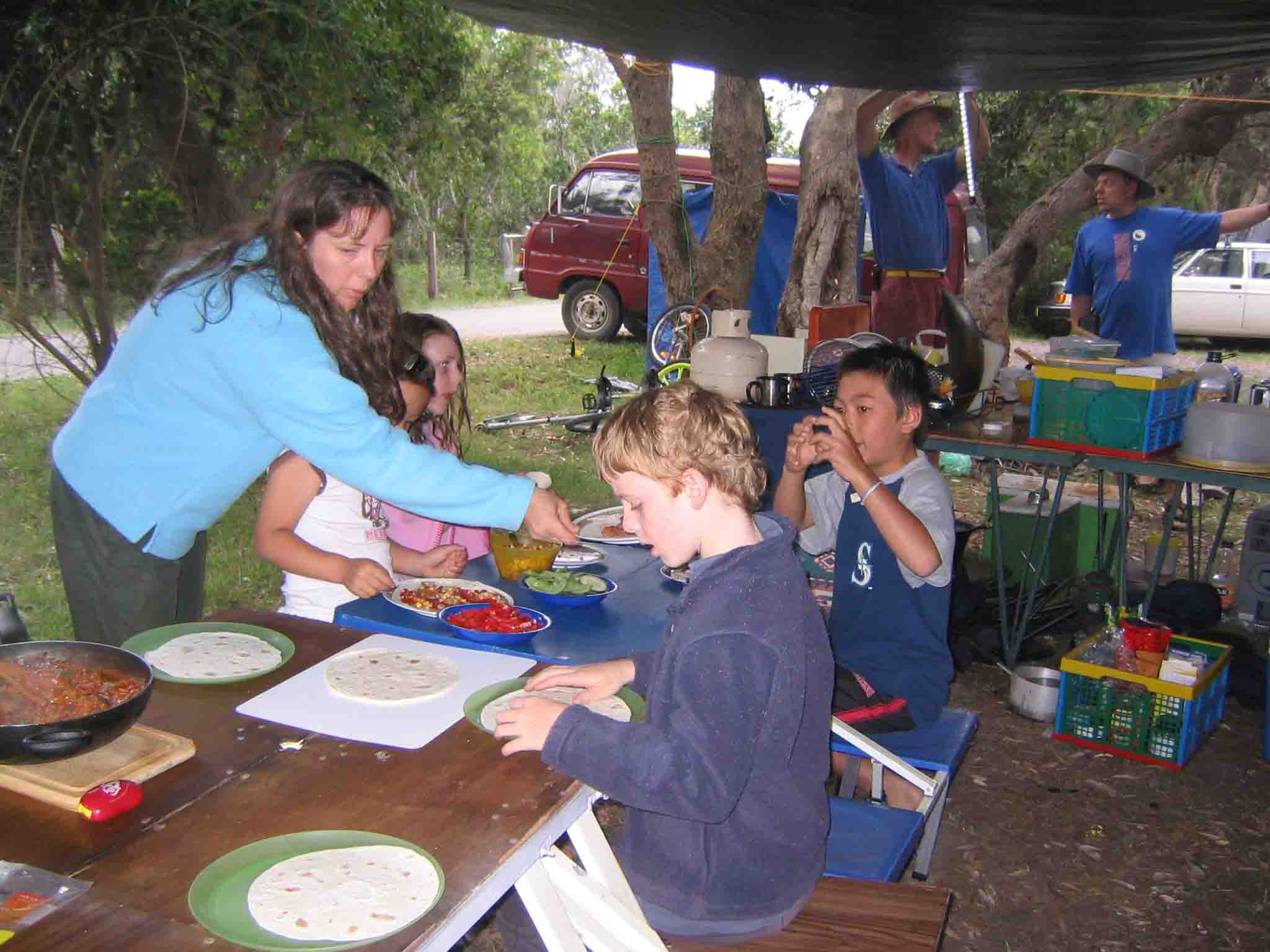 Food time in our comfy campsite