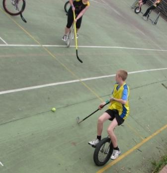 Sam playing hockey