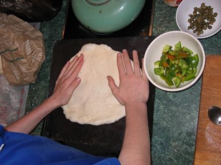 rolling a base out with floured hands